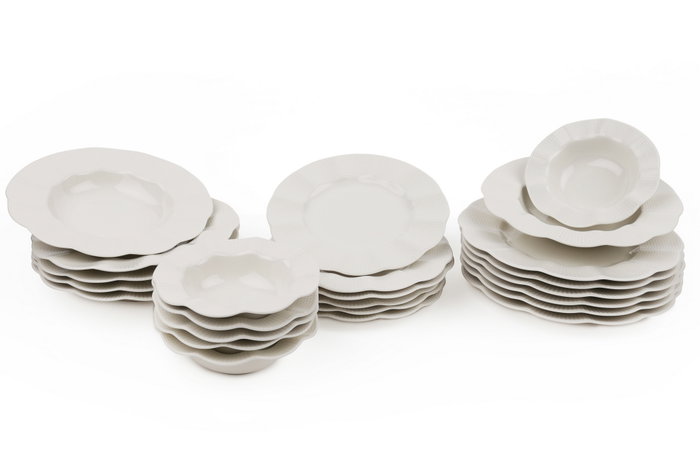 Hermia Vajilla de Porcelana de 24 Piezas en Crema
